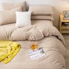 mixinni Tan Gingham Comforter Set Queen, Plaid Comforter Set 3