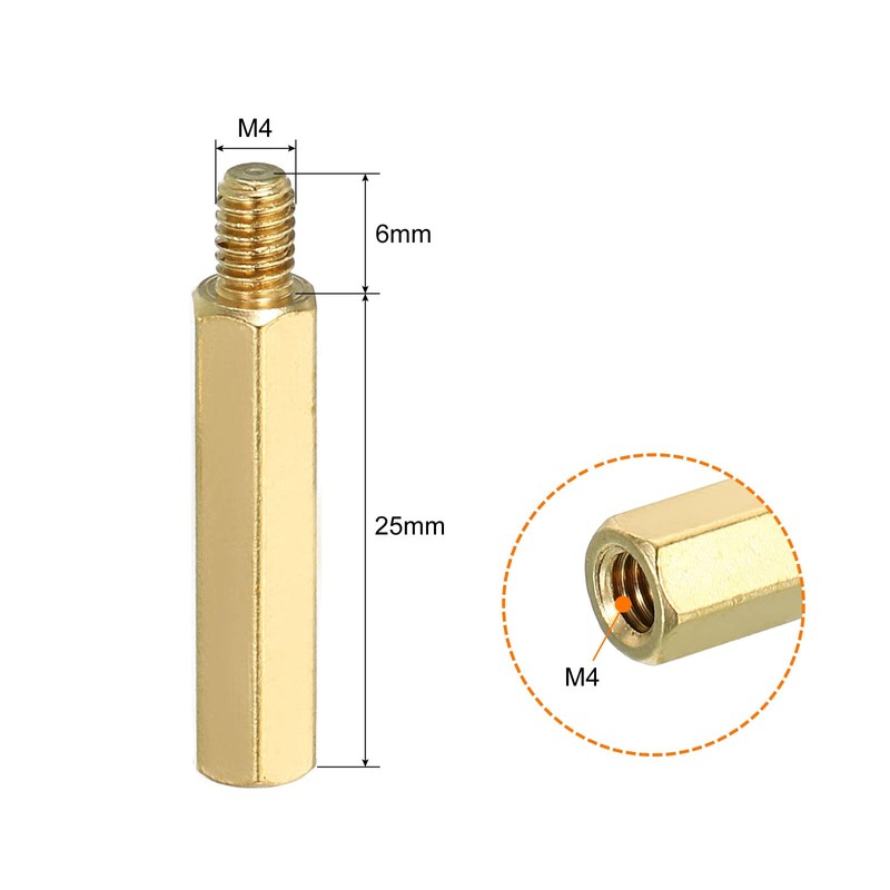 PATIKIL 25mm+6mm M4 Standoff Screws, 40 Pack Brass Hex PCB