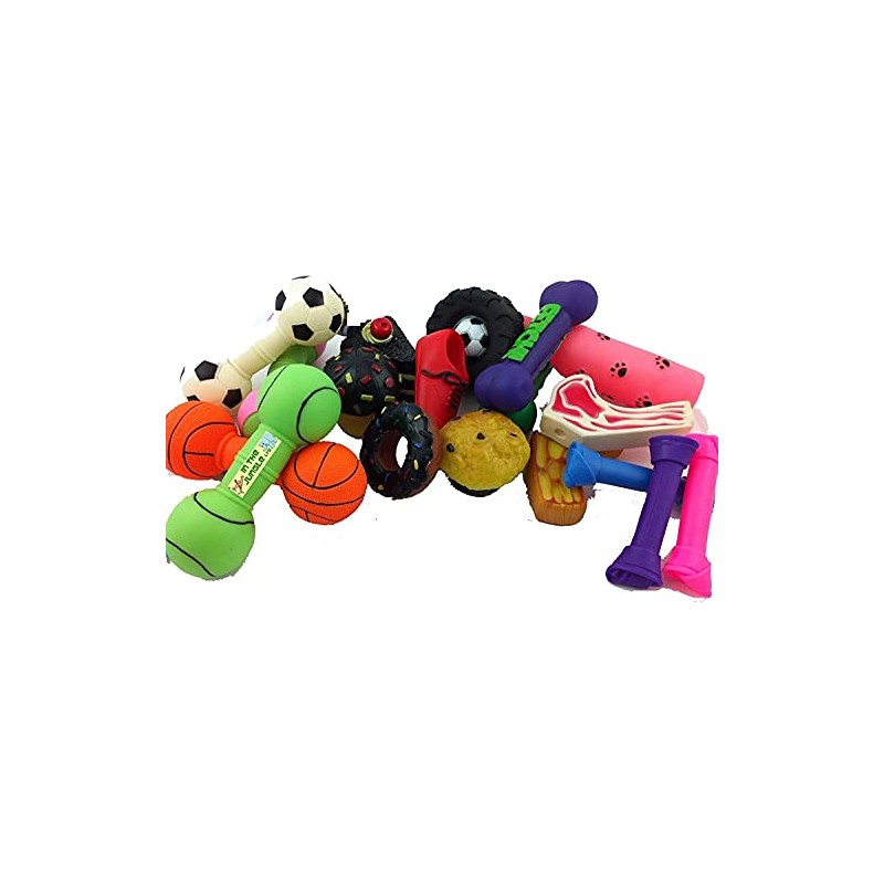 Bumper Selection of Squeaky Vinyl Dog Toys - Pack of