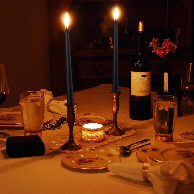 Set of 7 Black Taper Candles, 7-8 Hours Burn Time,