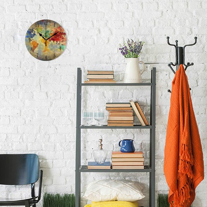 Senya - Reloj de pared con diseño de mapa de