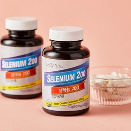 Daily One Selenium 200 Selenium Supplement Large Capacity 500mg X 100 Tablets (3 Bottles) / 데일리원 셀레늄 200 셀렌 영양제 대용량 500mg X 100정 3통