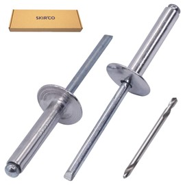 SKIR'CO (130 pcs) Large Flange Aluminium Blind Rivets 4.8 x 30 mm, Steel Mandrel, Drill Bit Included