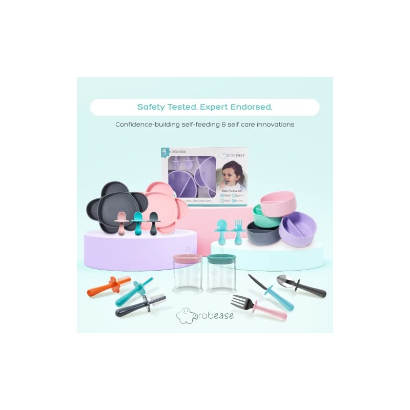 Grabease Set De 2 Mini Cucharitas De Silicon Para Bebes