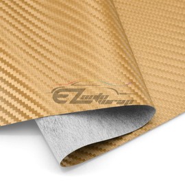 EZAUTO WRAP 54"x72" (4.5FTx6FT) Gold Fabric Carbon Fiber 54" Wide Cloth Marine Vinyl Plain Weave Upholstery Automotive Seat Cover