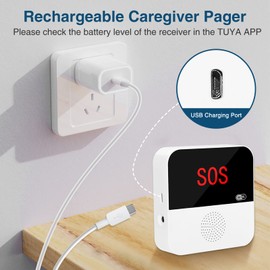 DAYTECH WiFi Smart Caregiver Pager Emergency Button Alarm System for Seniors Wireless S0S Panic Buttons Calling Alert System, 1 Call Button 1 Receiver(only Supports 2.4GHz Wi-Fi)