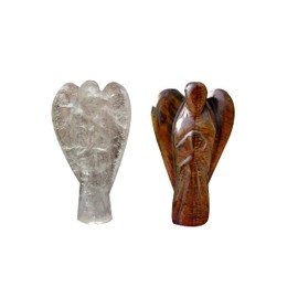 Wonder Care Pocket Guardian Angel Crystal Natural Gemstone Reiki Healing Energy Carved Statue Chakra Balance Meditation Aesthetic 1.5-2 Inch Pack of 2