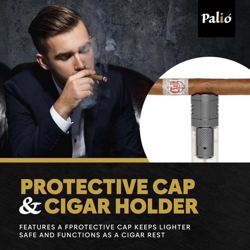 Palió Veneto Quadruple Jet Flame Butane Torch Lighter, Blue |