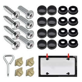 License Plate Screw Kit, Stainless Steel License Plate Screws Kit, License Plate Bolts, Caps Cover for Cars Front Rear Frame Holder on All Cars