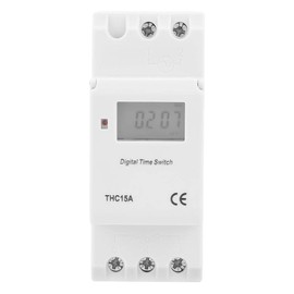 THC15A Timer Switch, 220-240VAC 16A Digital LCD Power Weekly Programmable Timer Relay Switch DIN Rail Digital Programmable Timer Switch
