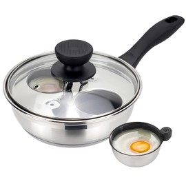MARSKITOP Egg Poacher Pan Nonstick 2 Eggs, Poached Egg Cooker Stainless Steel Egg Poaching Pan, Poached Egg Pan PFOA Free, Poached Egg Maker