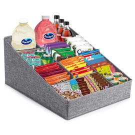 Lukeline Snack Organizer for Countertop, Fabric Snack Storage Containers with 10 Compartment Snack Organizer for Panty Shelf, Snack Basket Organizer for Kitchen Office Movie Night Snack Bar Station
