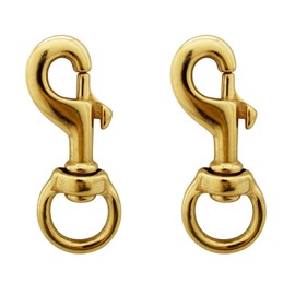 Helonge Flagpole Snap Clips 2 Pcs 3.1 inch Bronze Brass Flagpole Snap Hooks with Swivel Eyelet Heavy Duty Flag Pole Accessory Halyard Rope Attachment Clips