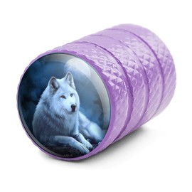White Wolf Moon Valve Stem Caps for Tire Rim Wheel Aluminum - Purple