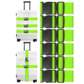 Luggage Strap, 6 Pack Luggage Straps for Suitcases, Suitcase Belts Straps with Adjustable Buckle, Heavy-Duty Luggage Wrapping Strap for Traveling, Green