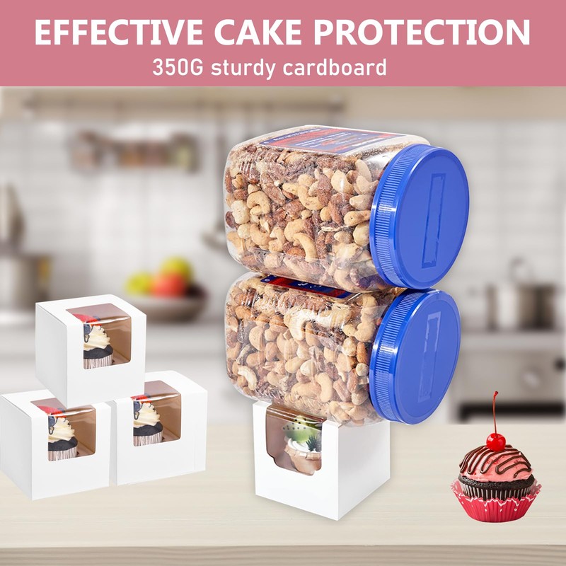 SUPERFA 24 Pack White Single Cupcake Boxes, Individual Cupcake Boxes