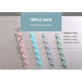 Adhesive Wall Hook with 6 Rotate Hooks,Wall Coat Rack, Perfect for Hanging Clothes Cooking Tool Towel in Kitchen and Bedroom, Easy to Use, Strong Bearing Capacity (Pink)