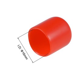 TA-VIGOR 50Pcs Rubber End Caps, 16mm ID Round Flexible Screw End Caps Thread Protectors, Red Vinyl Bolt Covers Rubber Covers for Screws, Tubes, Cables, Wires, etc