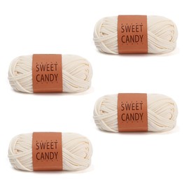GIDWRIY Pack of 4 Cotton Yarn for Crocheting, Cotton Crochet Yarn for Beginners, Knitting Yarn for Beginners, Yarn for Crochet, Yarn Plain, Knitting Yarn Thick Yarn, Soft (4 x 100 g), Cream