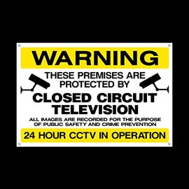 CCTV Closed Circuit Television Premises Protected Plastic Sign with 4 Pre-Drilled Holes - Security, Camera, Closed Circuit TV, Warning Safety (MISC48)