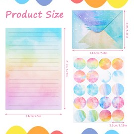 160 Packs Mini Watercolor Stationery Paper Set 10 Styles Designs Pastel 50 Matching Letter Envelopes 50 Stationery Writing Papers 60 Round Dot Sticker for Office School Supplies