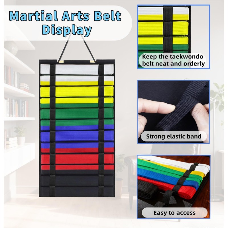 INTOMYTH Karate Belt Display Rack - Holds 12 Belts, High-Density