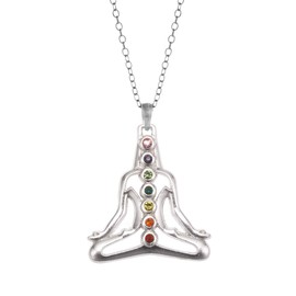 Inspired Silver - Yoga Chakras - Silver Necklace for Women - Unique Pendant Chain Necklace Jewelry Gift - Women's Necklace Charm with Lobster Claw Clasp