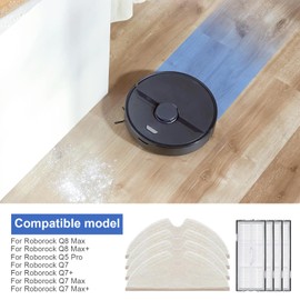 Fixbetter Accessory Kit for Roborock Q8 Max/Q8 Max+/Q5 Pro/Q7/Q7+/Q7 Max/Q7 Max+ Robot Vacuum Replacement Parts, 4 Filters, 4 Mop Pads (8 Pack)