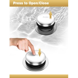 Xhwlgbal Tip-Toe Bathtub Drain Stopper, Universal Fine/Coarse Thread, 2-Hole Overflow Faceplate, Fits 1-3/8" or 1-1/2" Bath Drain (Chrome)