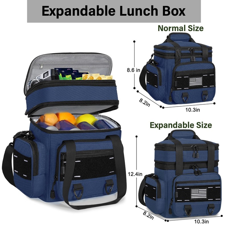 TENKIST Expandable Tactical Lunch Box, Large Insulated Lunch Cooler Bag