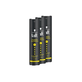 Schwarzkopf Taft Haarspray Power Express (3x 250 ml), Haltegrad 5 Haarstyling, Haarspray für alle Haartypen, trocknet sofort, Vegane Formel*