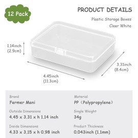 Rectangular Clear Plastic Organizer Storage Box Containers,Small Containers, Small Plastic Containers Pack of 12