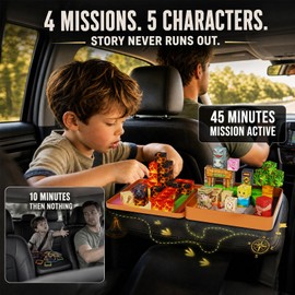 hunloot Dinosaur Magnetic Blocks Travel: 4 Story Missions & Explorer Figure for 45+ Min Quiet Focus, 350g Portable Tin 49PCS Travel Prehistoric Cubes Toy Set for Car Airplane Activities Kids Ages 3-8