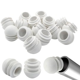 16PCS 7/8" Round end caps, Plastic Chair Glides, 22 mm Chair Leg end caps, Tube Insert for Furniture - Floor Protectors, (White)