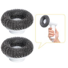 2Pcs Steel Wire Brush Heads for Electric Spin Scrubber Cleaning Stoves, Pots, Grills, Ovens(White)