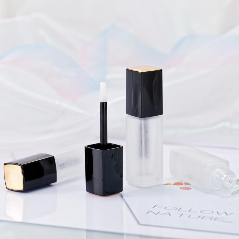 UPSTORE 3 Pcs 5ml Frosted Glass Lip Gloss Tubes Refillable