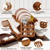 Greenual Teak Dish Drying Rack with Utensil Holder, 3 Tier