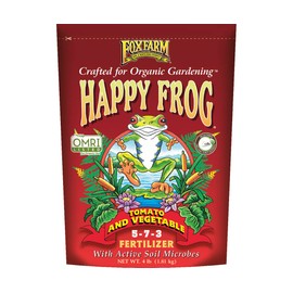 FoxFarm Happy Frog Garden Tomato and Vegetable Soil Dry Plant Fertilizer Mix for Outdoor Organic Plant and Garden Care, 4 Pound Bag (FX14690)