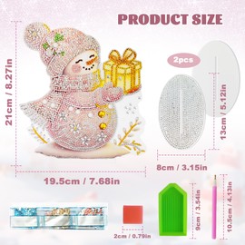 Diamond Painting Christmas Snowman Stand, Double-Sided Full Diamond Painting Table Decoration Christmas Figures 2024 Diamond Painting Craft Set for Adults Children Gift (Snowman A)