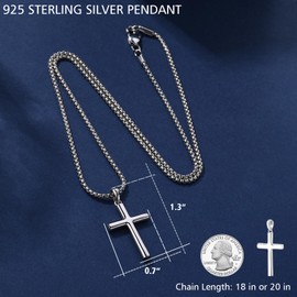 Dainty 925 Sterling Silver Cross Necklace Pendant for Women Chain Jewelry Collar De Cruz Para Mujer 20 In Gifts for Her Daughter Granddaughter Mother Mom