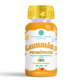 Indigo Life Gomitas Kids Probioticos Bifidobacterium Lactis Sabor Fresa y Piña 242 gr
