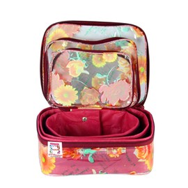 atorakushon Fabric Multi color Multipurpose Make Up Pouch Cosmetic Jewellery Organizer Necklace Pouches For Women and Girls Set of 3