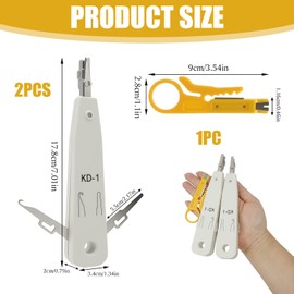 3 Stück LSA Auflegewerkzeug Set mit LSA Auflegewerkzeug und Abisolierzange, für Netzwerkdosen Patchpanel Verlegekabel, geeignet für DSL ISDN TAE, Kabelinstallationswerkzeug für Cat5 Cat6 Cat7
