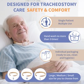 EHUSPU Tracheostomy Tube Holder – Adjustable Trach Tube Neck Strap with Hook Loop, Soft Foam & Breathable Fabric, Skin-Friendly Tracheostomy Neckband Collar, Post-Op, ICU & Home Care 10pcs Medium Size