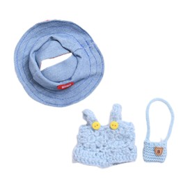 Fenteer Stuffed Doll Clothes Doll Outfit Stylish Miniature Photo Props Doll Accessories Fancy Dress up for 6.69'' Doll Birthday Gifts , blue clothes hat bag