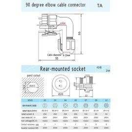 HL-010XT SD20 10pin Power Cable Connector, Right Angle LED Connector Industrial Power Supply Plug Socket (10pin, Panel Mount, 6.56 feet, Coaxial, Male, Outdoor, 15A, 2500V AC)