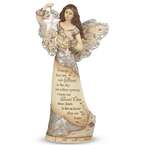 Pavilion Gift Company Elements 9-Inch Sympathy Angel Holding Star, Stars in The Sky