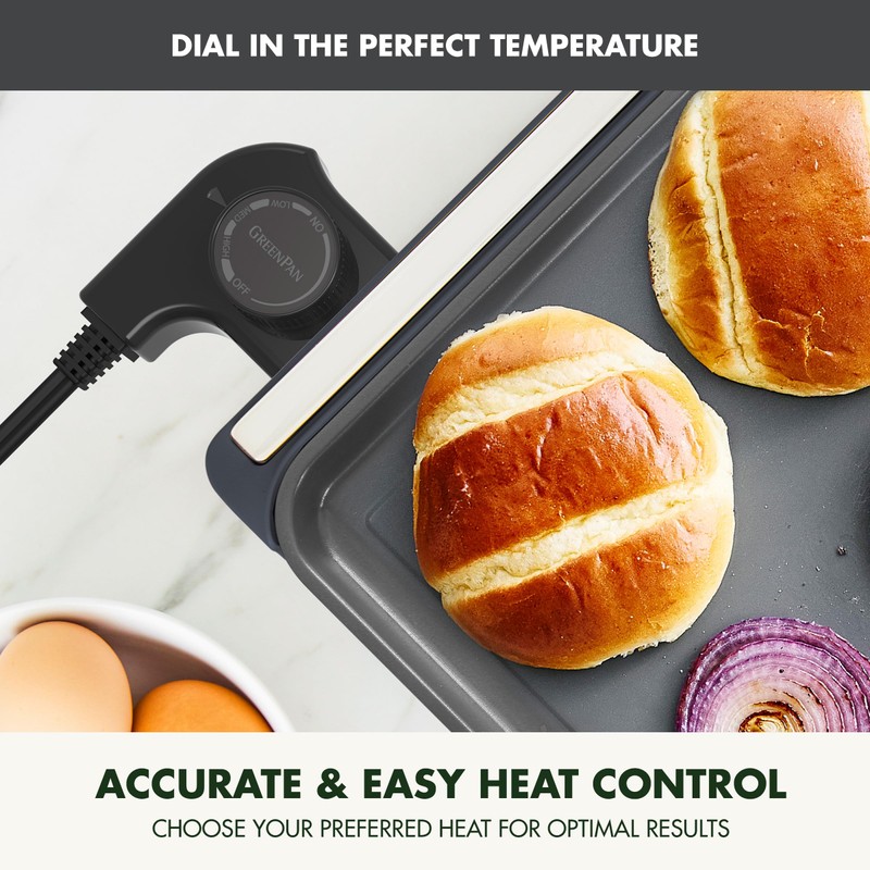 GreenPan Advanced 10.5”x 20” Electric Griddle with Warming Drawer, Healthy