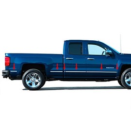 Made in USA! Compatible with 2014-2018 GMC Sierra Double Cab 5.8' Bed Body Side Molding Trim Below Body Line 1 1/4'' Wide 12PC Overlay