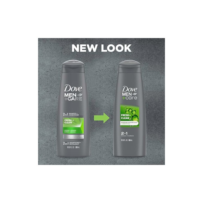 Shampoo y acondicionador Dove Men+Care 2 en 1, Fresh Clean,